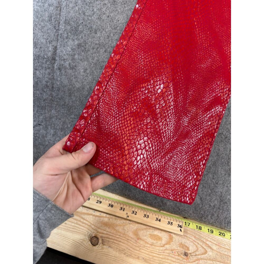 Y2K RVT Bootcut Pants Girls 9/10 Red Snakeskin Leather Bell Bottom Bratz NWT - Picture 7 of 9